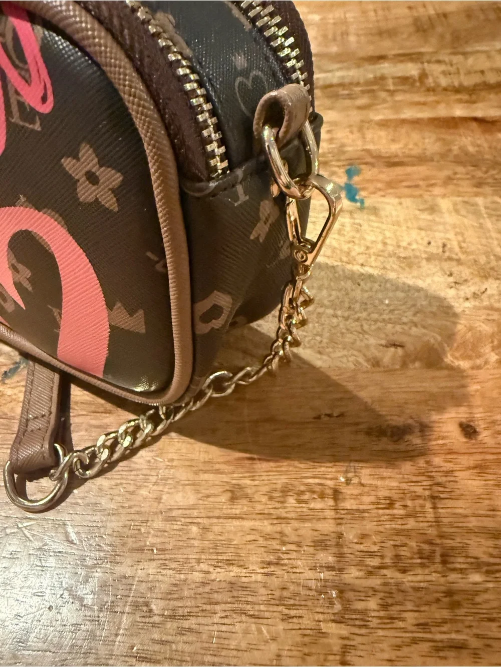 Love Heart Monogram Print Crossbody Bag